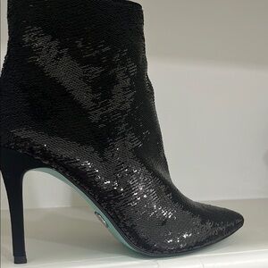 Betsey Johnson Black Glitter Ankle Booties